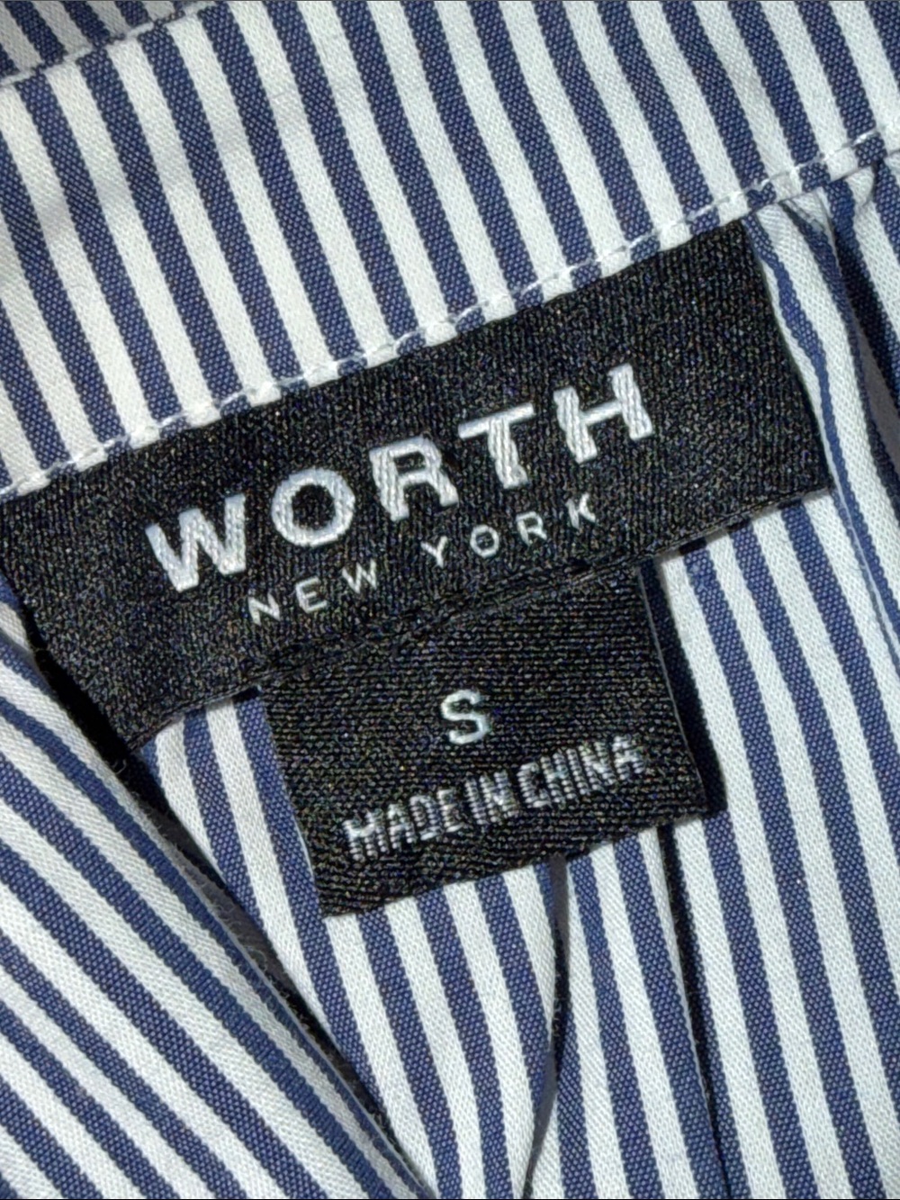 WORTH Blue and White Oversized  Pinstripe V-Neck Tunic Sz S - Picture 5 of 8